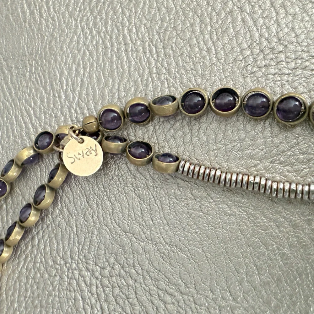 Sway Into It - Gemstone Necklace with Antique Gold Rings in Amethyst - Picture 6 of 8